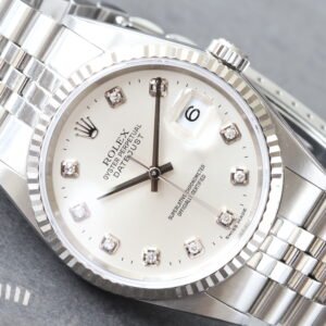 Rolex Datejust 36MM Factory Silver Diamond Dial Fluted Bezel Jubilee Bracelet Steel Watch