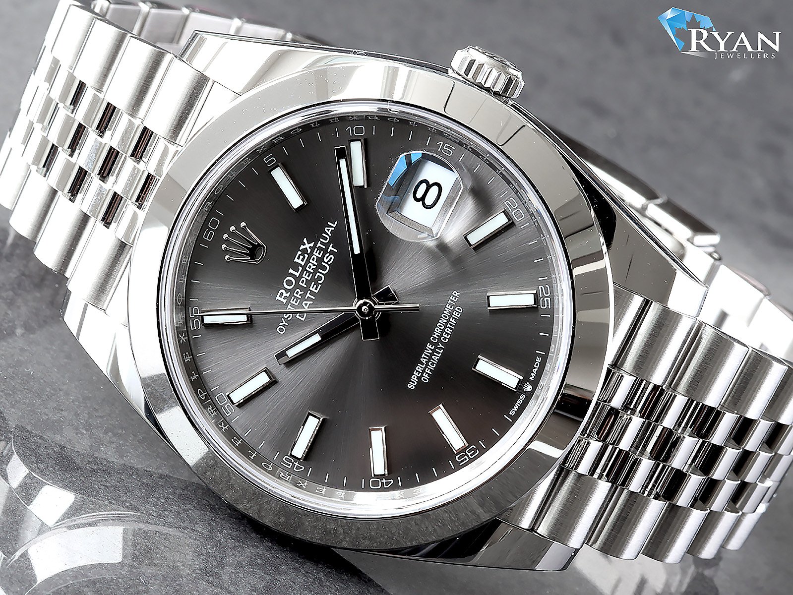 ROLEX 41MM 2021 STAINLESS STEEL JUBILEE SMOOTH SLATE STICK DIAL