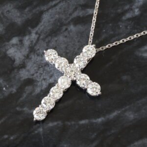 0.70ctw LAB 7x5 Diamond Cross Slider on Rolo Chain
