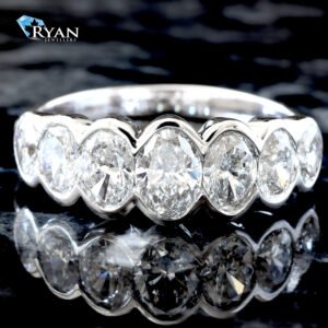 LAB RING GW 10K 1.63CTW SEVEN OVAL CUT BEZEL SET DIAMOND BAND