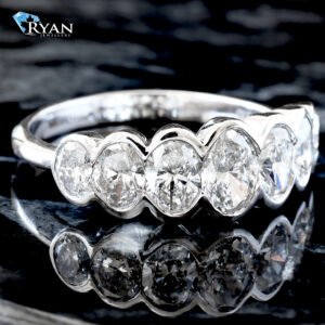 LAB RING GW 10K 1.63CTW SEVEN OVAL CUT BEZEL SET DIAMOND BAND