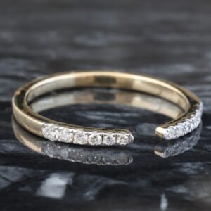 LAB RING GY 10K 0.15CTW OPEN FOREFRONT BAND WITH SLIGHTLY GRADUATED PAVE SET DIAMONDS