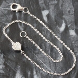 0.28ctw Reversible Bezel Set Heart Solitaire/ Cluster Rolo Dainty Bracelet