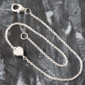 0.28ctw Reversible Bezel Set Heart Solitaire/ Cluster Rolo Dainty Bracelet
