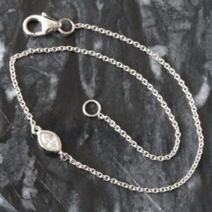 0.15ctw Reversible Bezel Set Marquise Solitaire/Cluster Rolo Dainty Bracelet