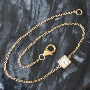 0.15ctw Reversible Bezel Set Princess Solitaire/ Cluster Rolo Dainty Bracelet