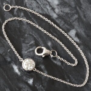 0.57ctw Reversible Bezel Set Round Solitaire/ Cluster Rolo Dainty Bracelet