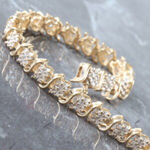 1.00CTW NATURAL DIAMOND CLUSTERS AND S DESIGN ALTERNATING