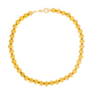 BRACELET GY 10K 8 INCH LASER MOON BALL LINKS