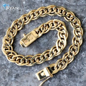 BRACELET GY 14K HIGH POLISHED ALMOND SHAPE DOUBLE LINK 7.50MM