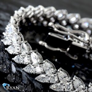 7.00ctw Fancy Floral Inspired Pear and Round Lab Diamond Tennis Bracelet