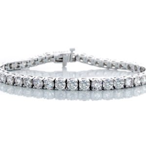 BRACELET GW 14K 7 INCH 9.87CTW ROUND FOUR PRONG TENNIS LINKS