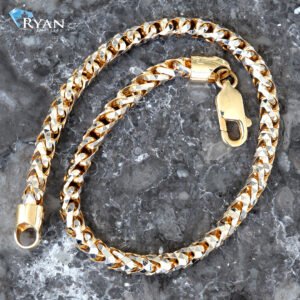 BRACELET GYW 10K ROUND DIAMOND CUT SOLID FRANCO