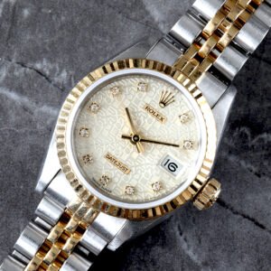 84' ROLEX 26MM TWO-TONE FACTORY DIAMOND DIAL 18K FLUTED BEZEL & JUBILEE BRACELET
