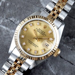 90'S ROLEX 26MM TWO-TONE CHAMPAGNE DIAMOND DIAL 18K FLUTED BEZEL & JUBILEE BRACELET
