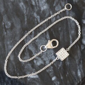 0.15ctw Reversible Bezel Set Princess Solitaire/ Cluster Rolo Dainty Bracelet