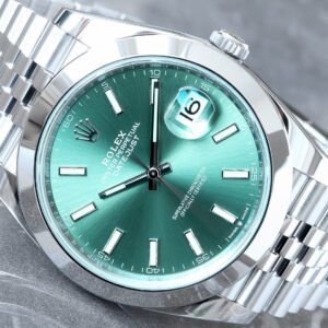ROLEX 2026 41MM MINT GREEN WHITE STICK DIAL SMOOTH BEZEL JUBILEE BRACELET