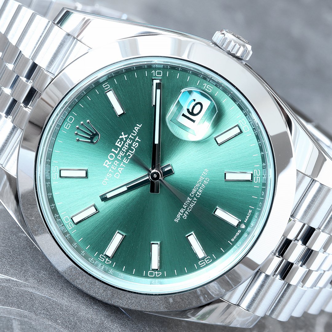 ROLEX 2026 41MM MINT GREEN WHITE STICK DIAL SMOOTH BEZEL JUBILEE BRACELET