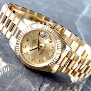 Rolex Lady Presidential 26MM Champagne Diamond Dial 18K Gold Watch
