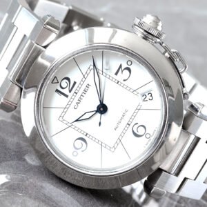 WATCH CARTIER 35MM PASHA C WHITE DIAL STEEL SMOOTH BEZEL & BRUSHED BRACELET