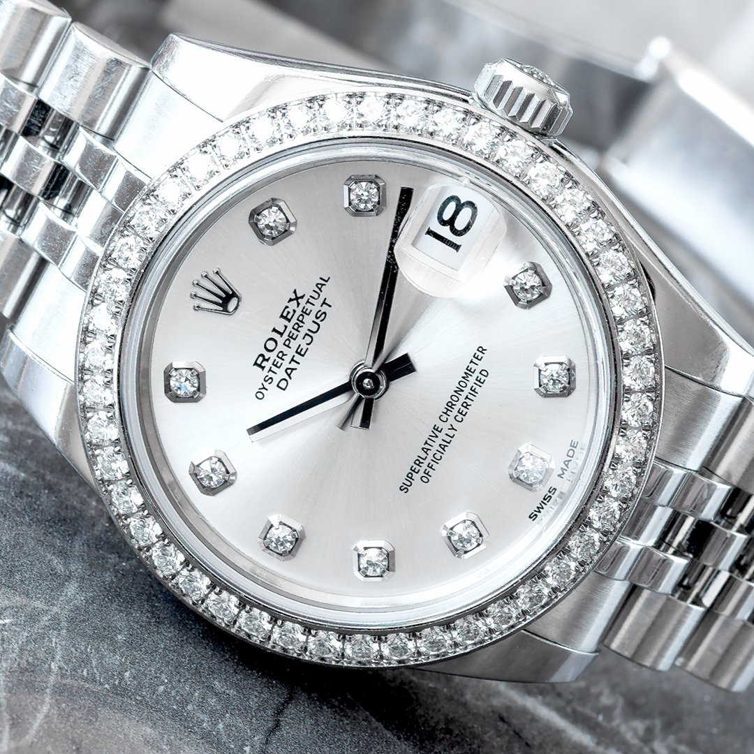 2017 ROLEX 31MM FACTORY SILVER DIAMOND DIAL & BEZEL JUBILEE CROWN CLASP BRACELET DATEJUST