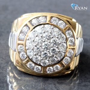 2.00ctw Round Cluster Spaced Halo Jubilee Inspired Shoulders Ring 10K Yellow Gold & White Gold