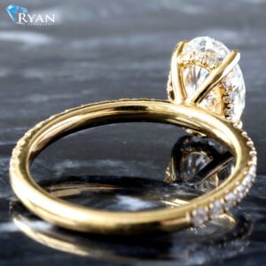 1.91ctw Oval Diamond Solitaire with Diamond Pavé Shoulders and Hidden Halo Ring 18K Yellow Gold