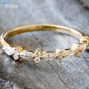0.36ctw Marquise and Double Round Top/Bottom Alternating Band 14K Yellow Gold