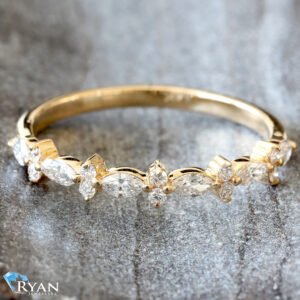 0.36ctw Marquise and Double Round Top/Bottom Alternating Band 14K Yellow Gold