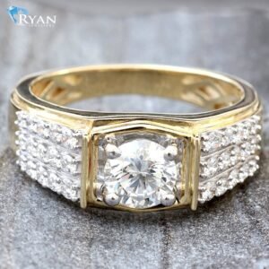 1.50CTW LAB Round Solitaire With 3 Prong Set Pave Shoulders, 10K Yellow Gold
