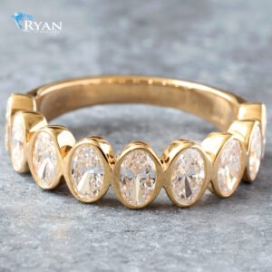 1.65ctw Bezel Set Oval Half Eternity Band Nine Stone 14K Yellow Gold