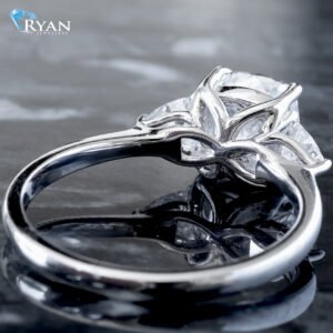 1.89ctw Three Stone Cushion Center Trillion Shoulder Ring 14K White Gold