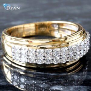 1.00ctw Double Row Four Prong Pavé Band with High Polished Edge and Shoulder 10K Yellow Gold