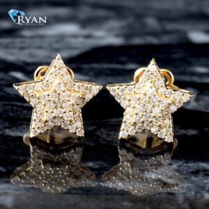 LAB EARRING GY 10K 0.40CTW TWO TIER PAVE STAR STUDS