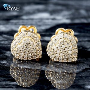 LAB EARRING GY 10K 0.40CTW TWO TIER PAVE HEART STUDS