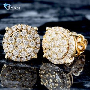 LAB EARRING GY 10K 0.50CTW TWO TIER MEDIUM IMPERIAL CLUSTER STUDS