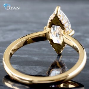 2.08ctw Marquise Diamond Solitaire with Hidden Halo Extra Low Set with High Polished Shoulders Ring 14K Yellow Gold