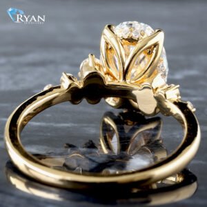 2.81ctw Oval Diamond Solitaire with Floral Basket and Diamond Constellation Shoulders Ring 14K Yellow Gold