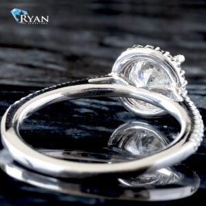 1.20ctw Round Brilliant Center with Round Halo and Dainty Shared Prong Shoulders Ring 18K White Gold