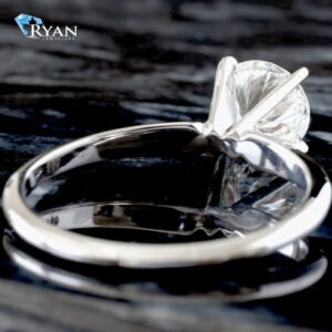 1.02ct Round Brilliant Center on Four Prong High Polished Knife Edge Mount Ring 18K White Gold