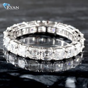 3.93ctw Asscher Cut Shared Prong Set Eternity Band 14K White Gold