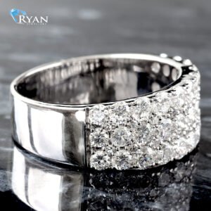 2.60CTW LAB Illusion 5 Row, 3 Big 2 Small Round Diamond Band, 10K White Gold
