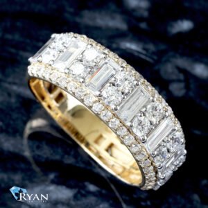2.25 Carat Alternating Lab Round & Baguette Diamond Half Band 10K Yellow