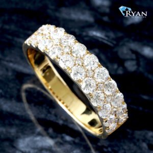 1.70ctw Illusion Three Row 2 Big 1 Small Diamond Band 10K Yellow Gold