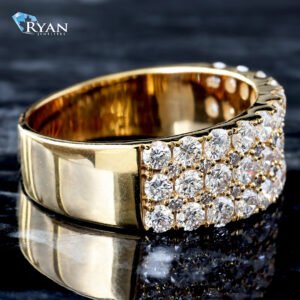 2.60ctw Illusion Five Row 3 Big 2 Small Diamond Band 10K Yellow Gold