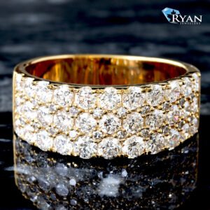 2.60ctw Illusion Five Row 3 Big 2 Small Diamond Band 10K Yellow Gold