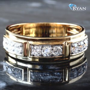 0.60ctw Three Section Prong Set Nine Diamond Band 10K Yellow Gold