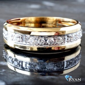 0.30ctw Prong Set Band with Beveled Edge 10K Yellow Gold