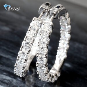 LAB EARRING GW 10K 5.00CTW SHARED PRONG SET INSIDE - OUT HOOPS WITH SECURE LOCK