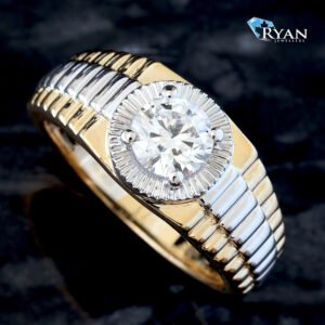 1.00ct Round Diamond Solitaire Jubilee Shoulders Ring 10K Yellow Gold & White Gold